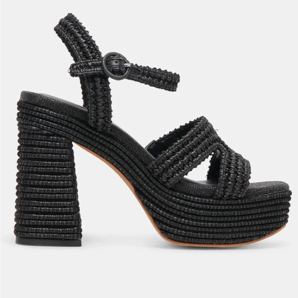 Elegant Black Platform Sandals - Picture 1 of 7